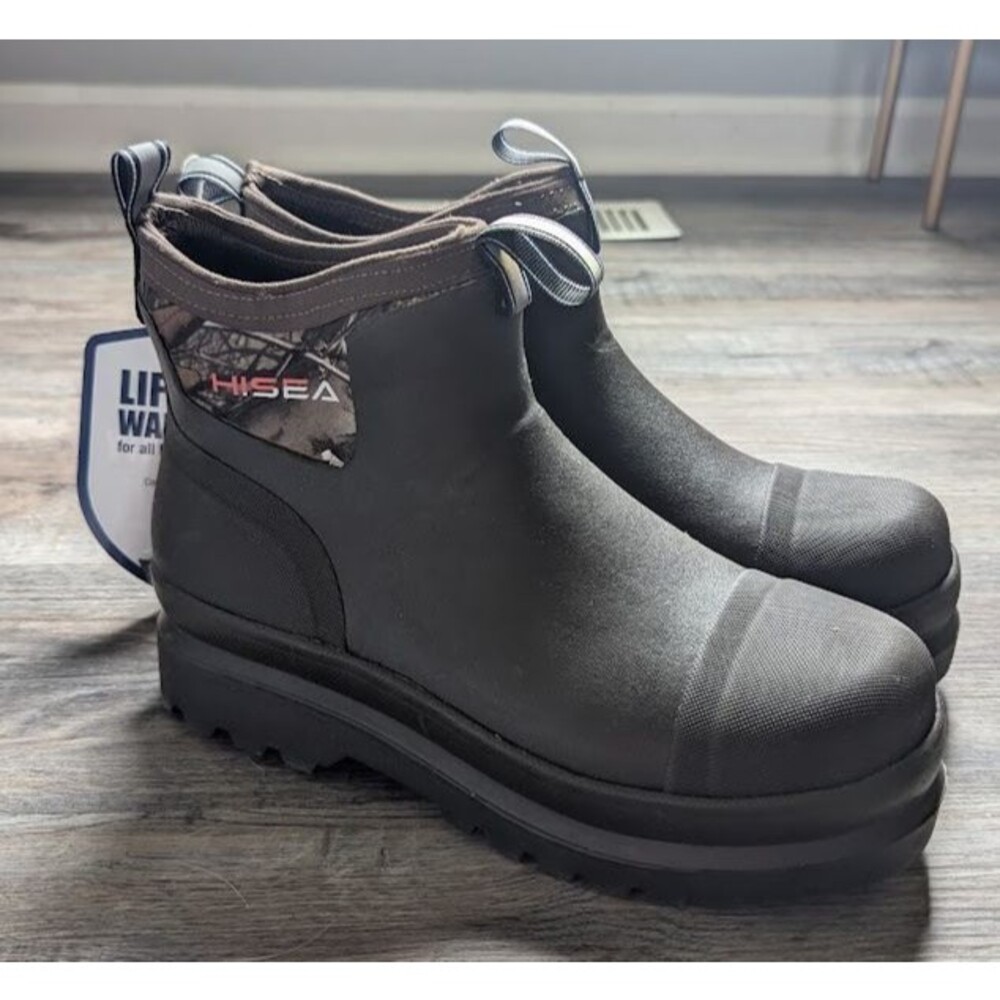 HISEA Men's Chelsea Rain Boots Waterproof Outdoor Mud Garden Work Ankle Boots 9